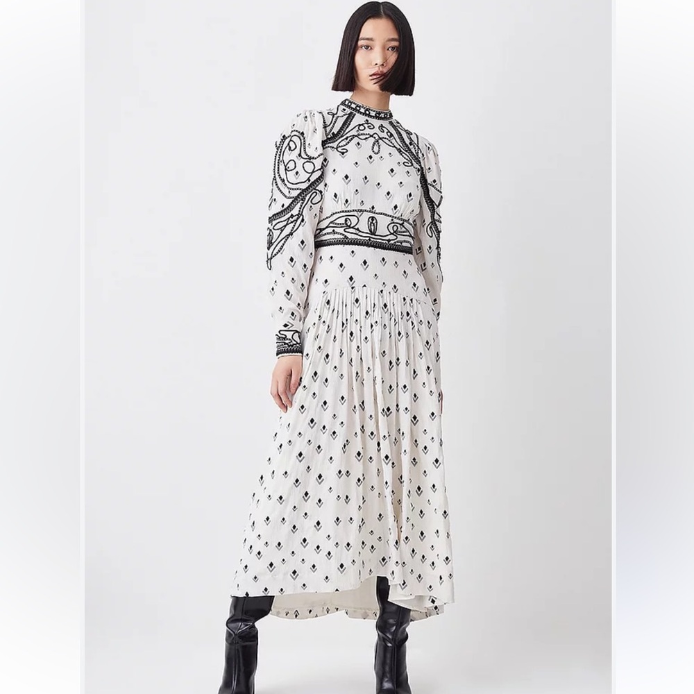 Karen Millen Embroidered Cornelli Tape Woven Dress